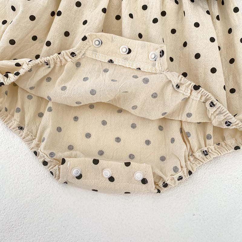 New Arrival For Spring/Autumn: Polka Dot Overall Onesies And Long Sleeve Base Layer Top Set-9