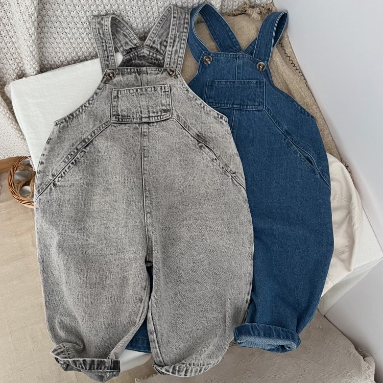 Baby Unisex Washed Denim Fabric Loose Overall-8