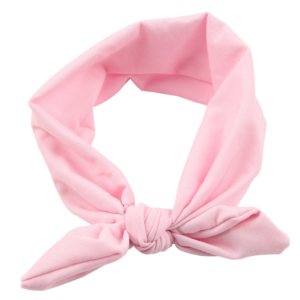 Newborn Baby Solid Color Bunny Ear Shape Elastic Headband-9