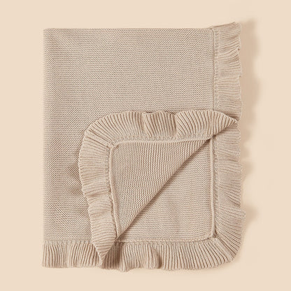 New Arrival Knitted Baby Blanket With Ruffle Trim Design: New Solid Color Pure Cotton Collection For All Seasons-8