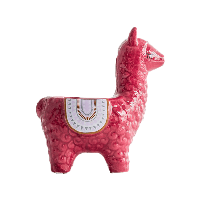 Red Alpaca/Llama Forward Facing Ceramic Succulent Planter-0