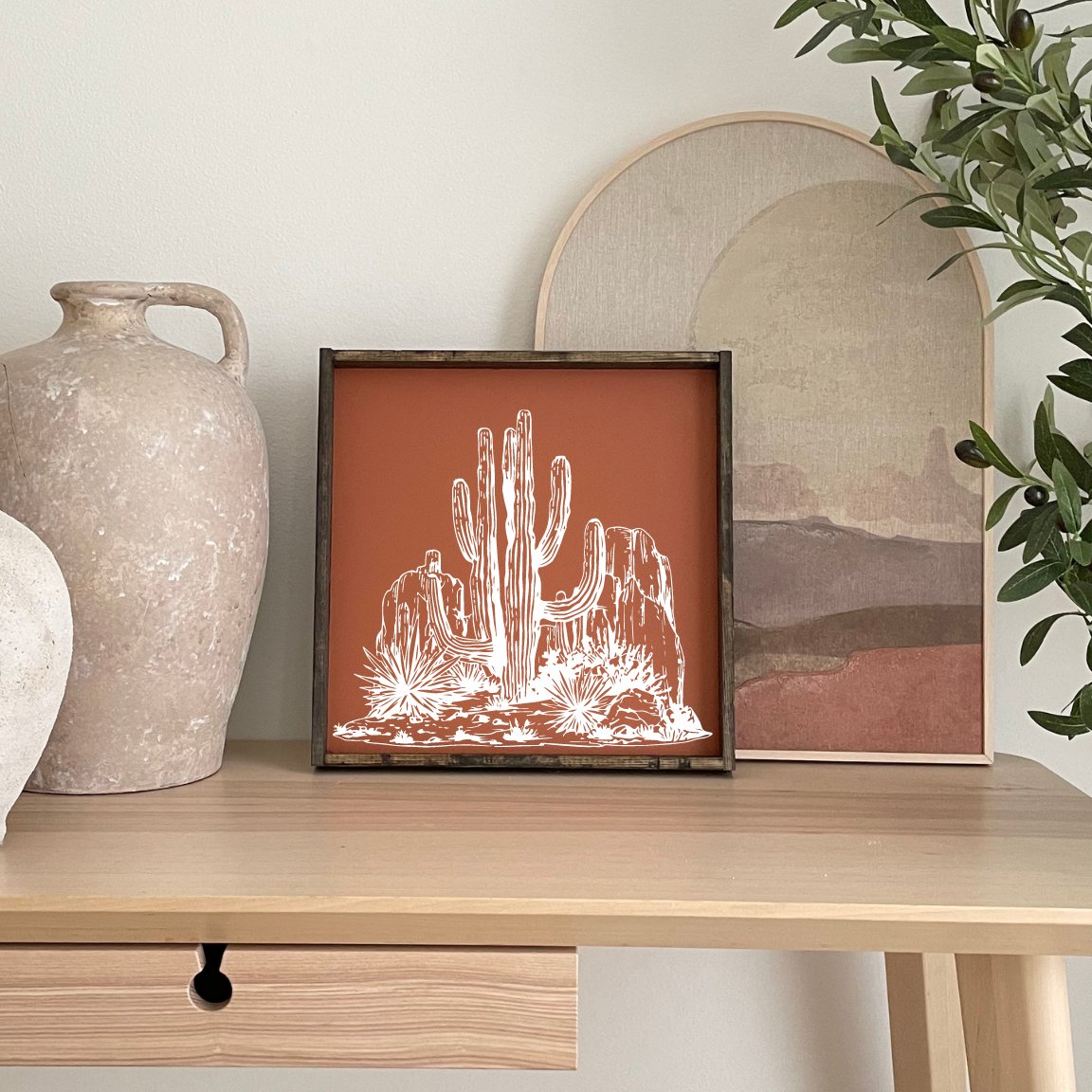 Southwestern Cactus Wood Sign-2