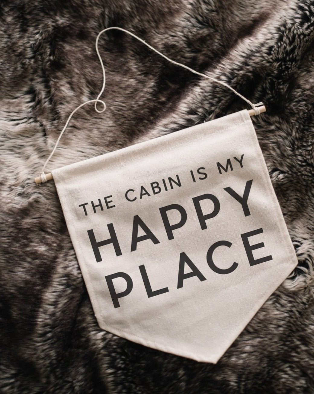 The Cabin is My Happy Place Canvas Banner-2