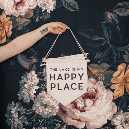 The Lake is My Happy Place Canvas Banner-1