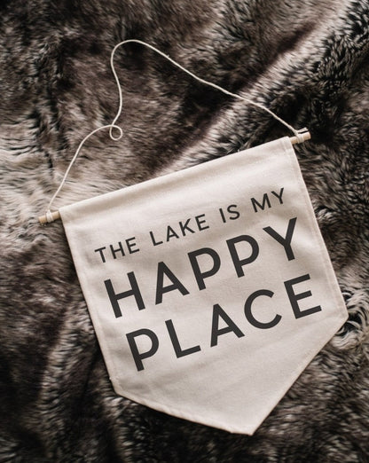 The Lake is My Happy Place Canvas Banner-2