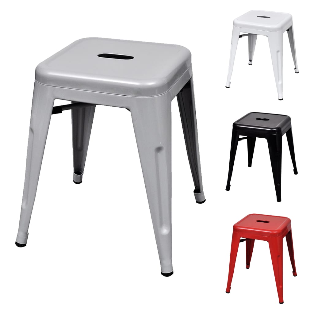 vidaXL Bar Stool Set of 2 Metal Stackable 18&quot; Kitchen Counter White/Black/Red/Gray-45