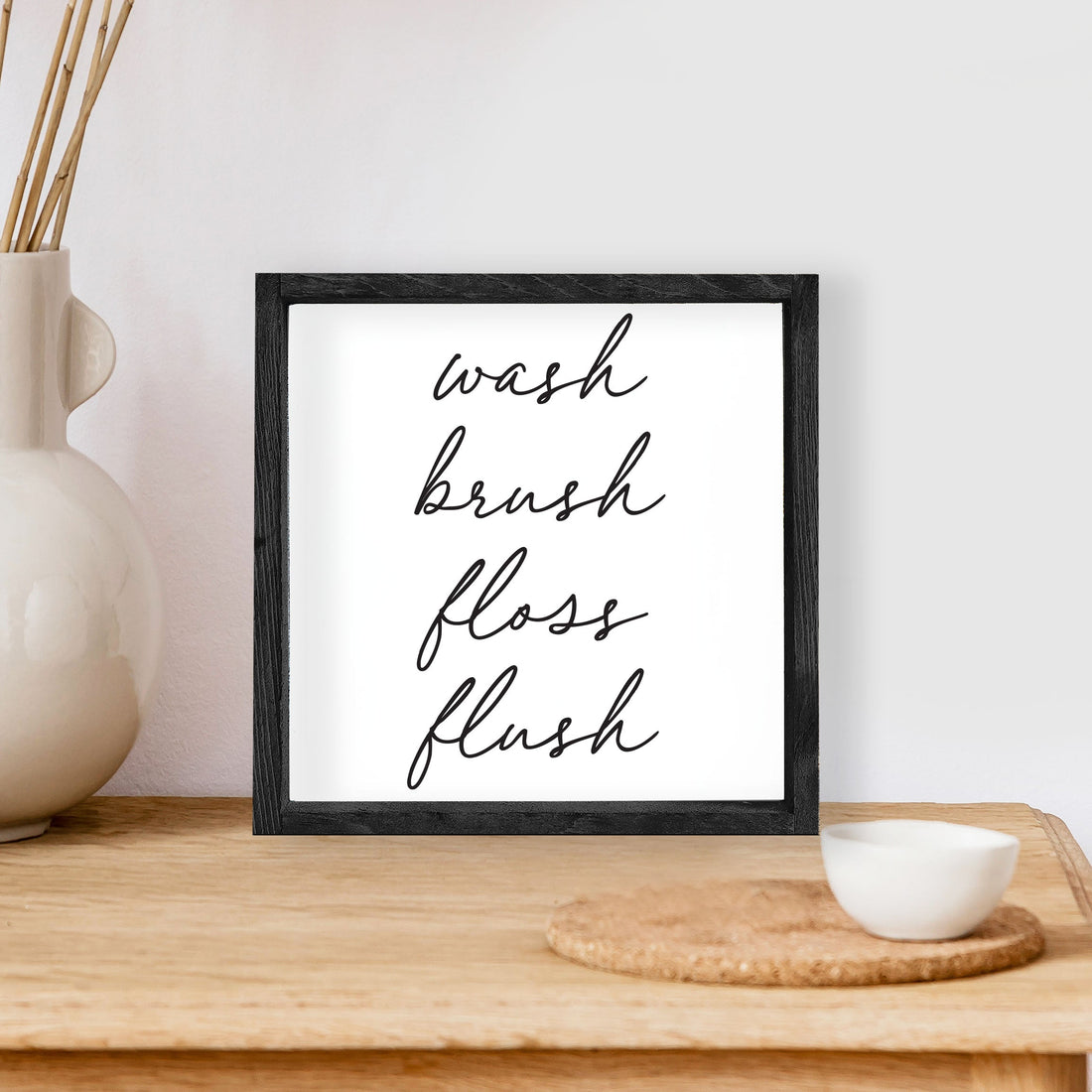 Wash Brush Floss Flush Wood Sign-1