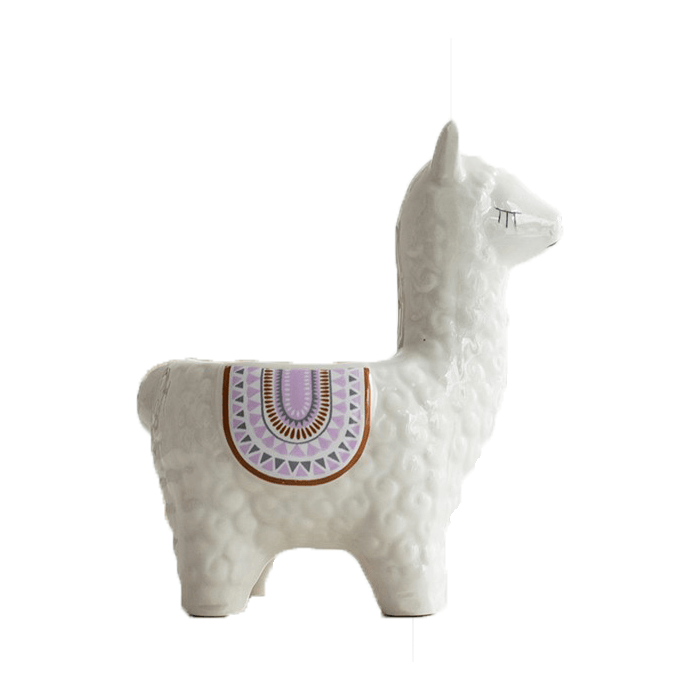 White Alpaca/Llama Forward Facing Ceramic Succulent Planter-0